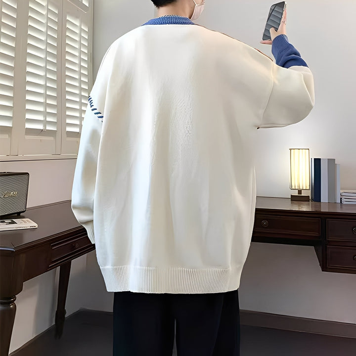 Curtis - Zeitgemäßer Herren-Fleecepullover mit Farbblock-Muster