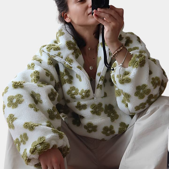 Elizabeth - Damen-Sherpa-Pullover mit elegantem Blumenmuster