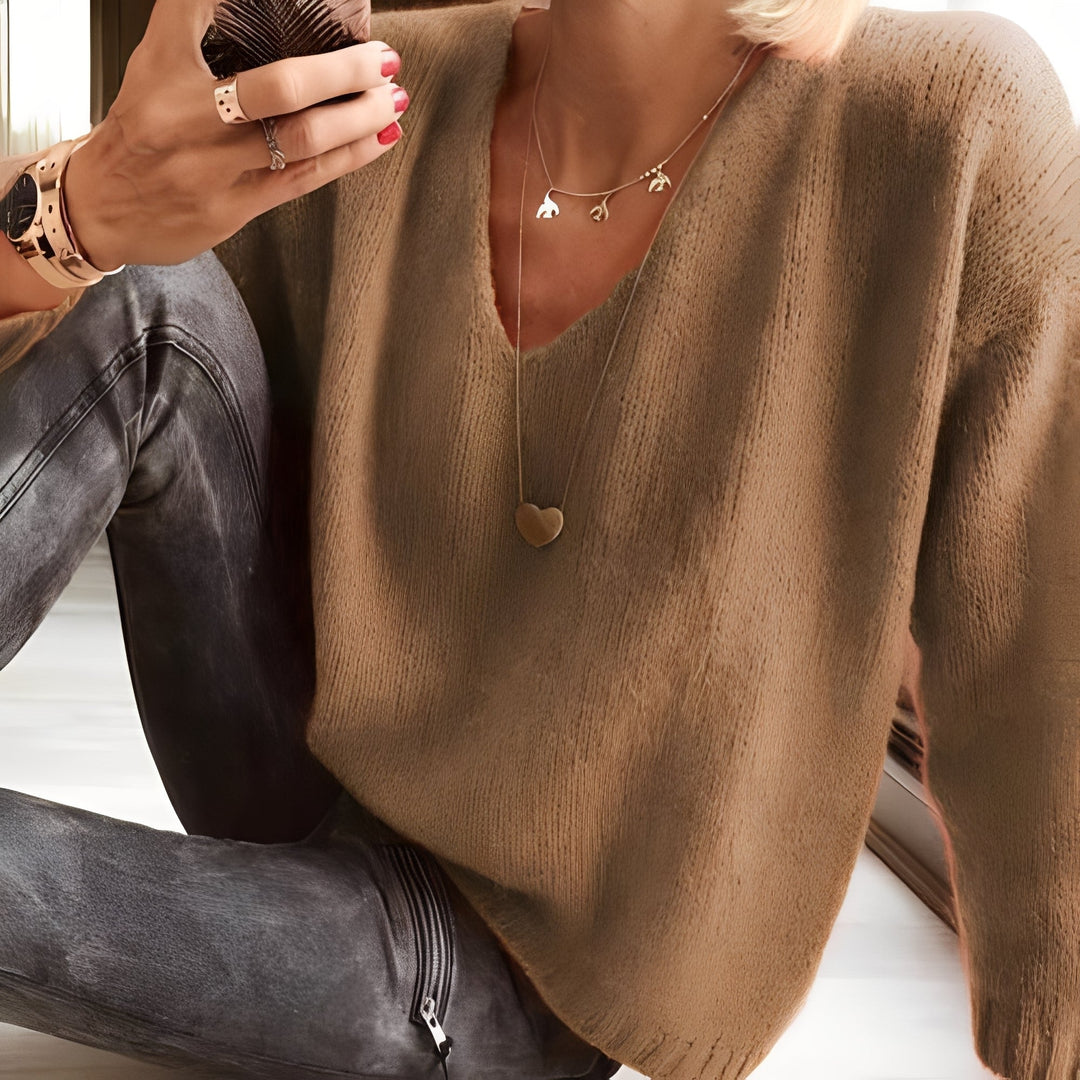 Dorris - Bequemer, einfacher Pullover mit langen Ärmeln für Frauen