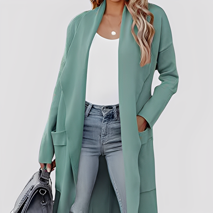 Chantal - Bequeme lange Tweed-Strickjacke für Damen