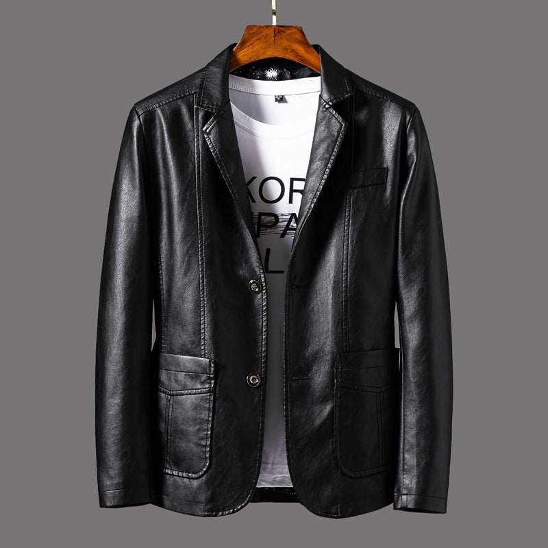 Duncan - Leder Herrenjacke mit modernem Knopfdesign