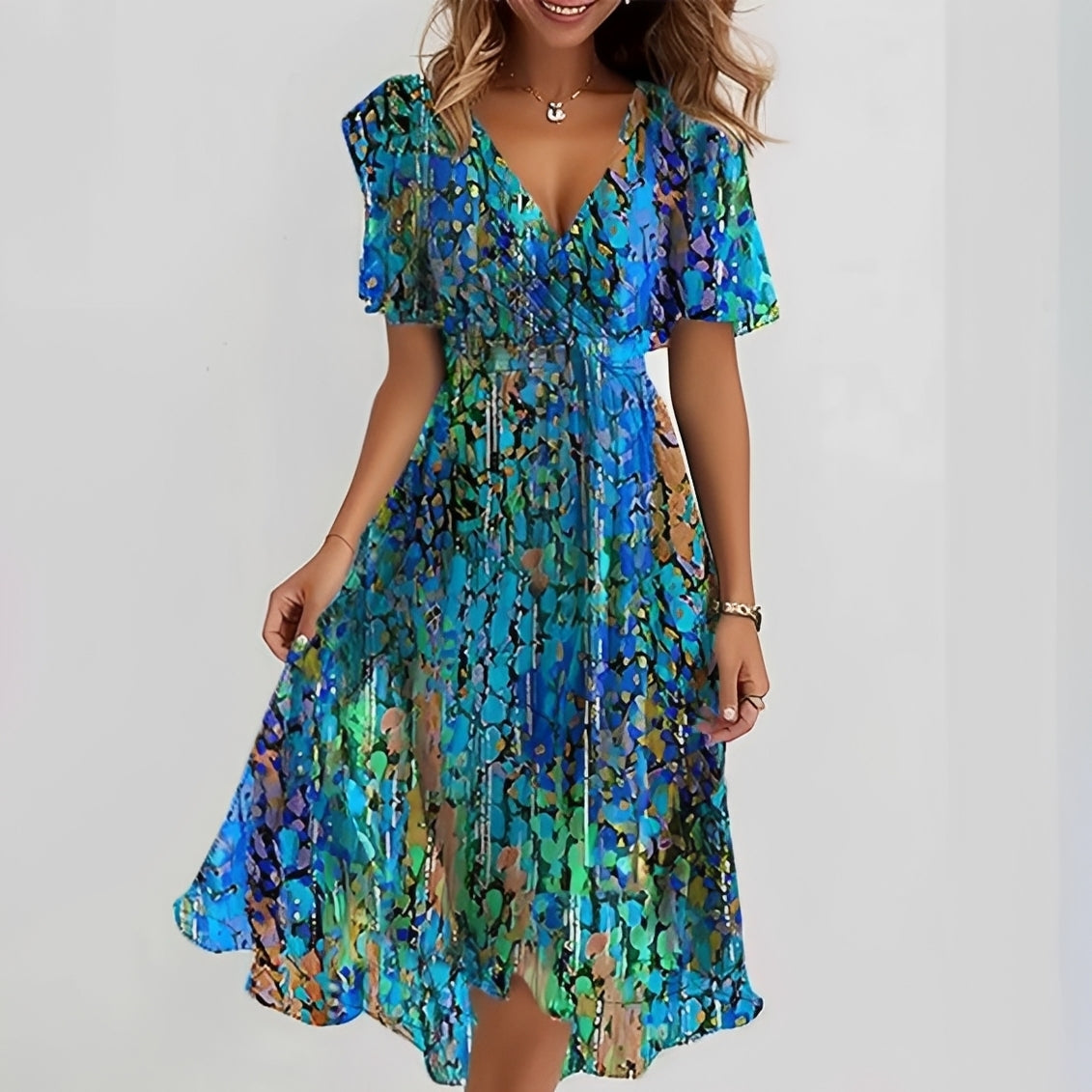 Gemma - Elegantes Midikleid mit kurzen Ärmeln für Damen