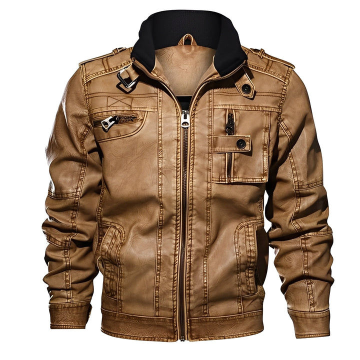 Kevin - Klassische Herren-Lederjacke mit Taschen