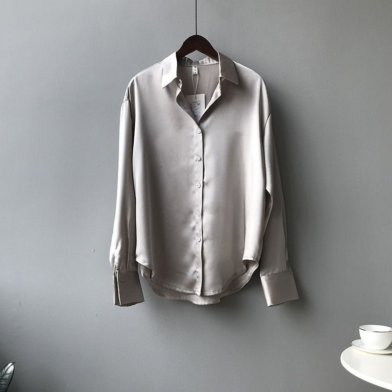 Briana - Schicke Satin-Seidenbluse mit Knöpfen für Damen