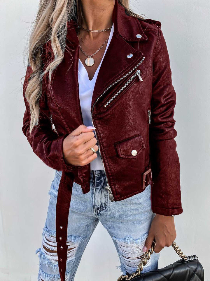 Alivia - Stylische Damen-Lederjacke mit Reißverschluss