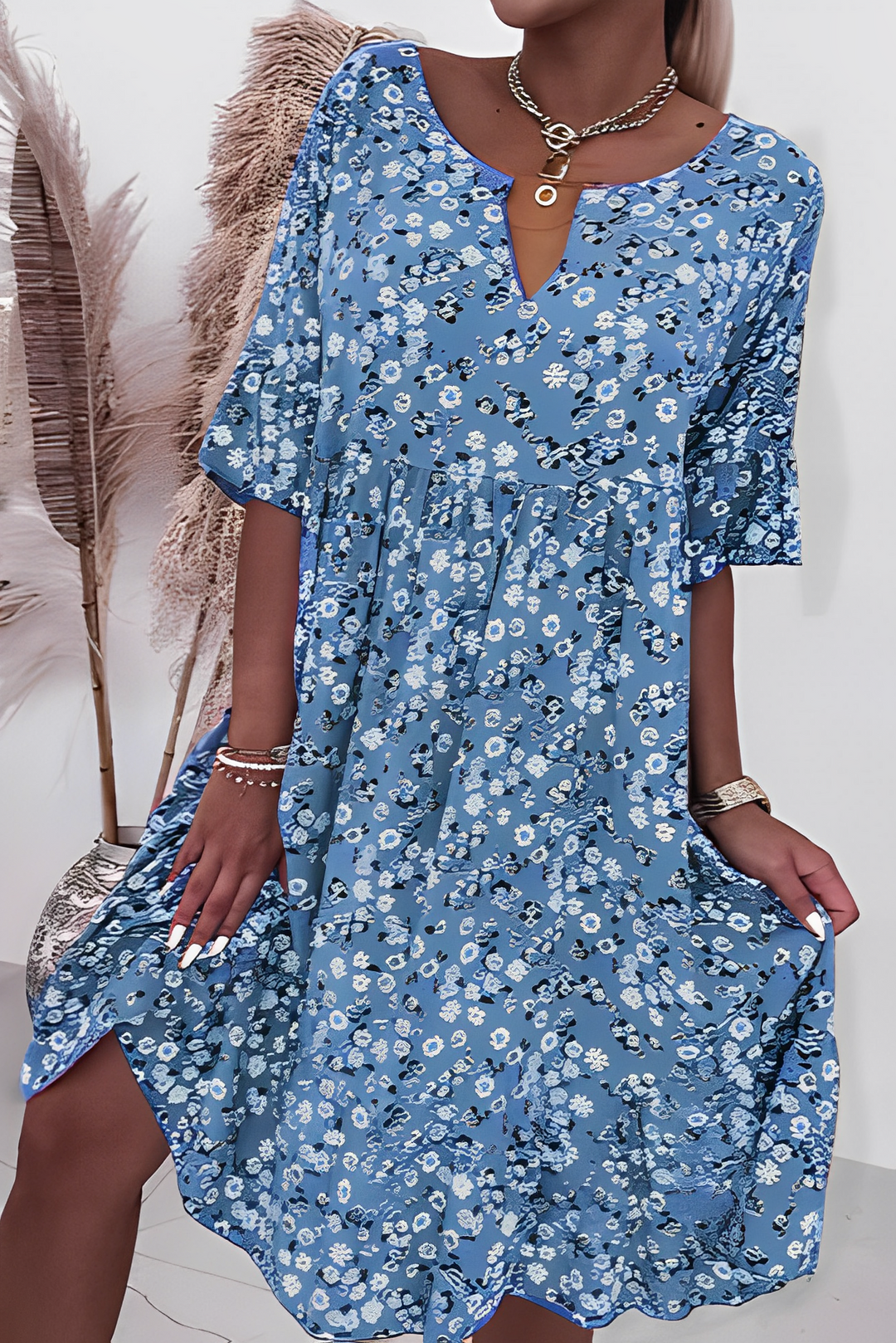 Muriel - Blumendesign mit V-Ausschnitt für Damen