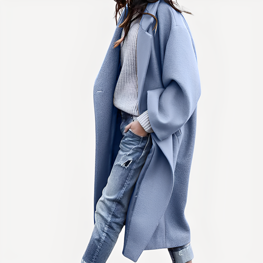 Camellia - Damen Wollmantel, lang und leger