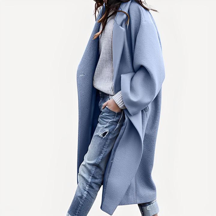 Camellia - Damen Wollmantel, lang und leger