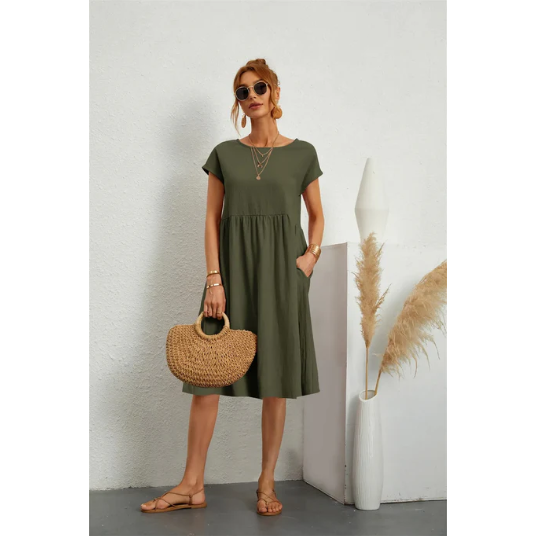 Menali - Kurzes Sommerkleid für Damen mit Midi-Länge