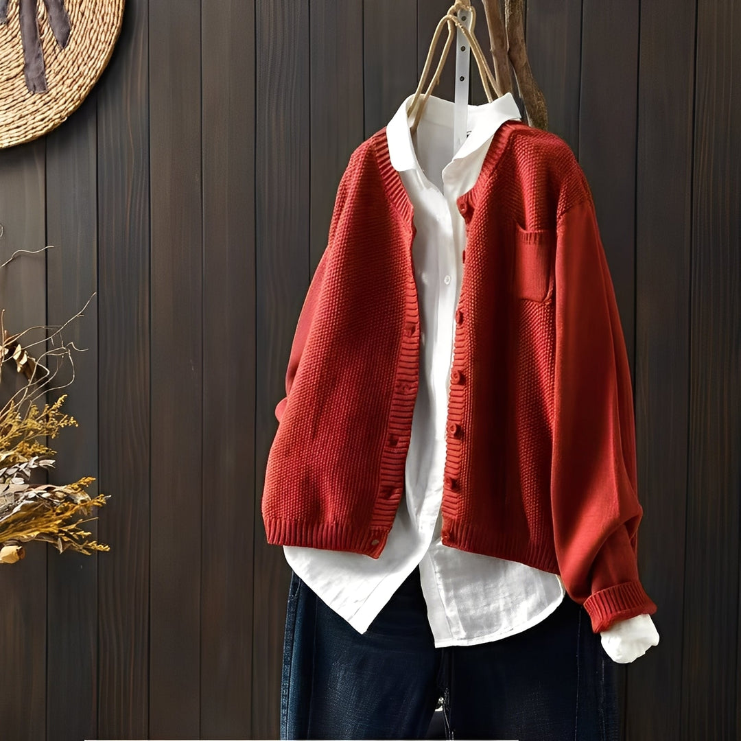 Shanon - Klassische, locker geschnittene Damen-Strickjacke