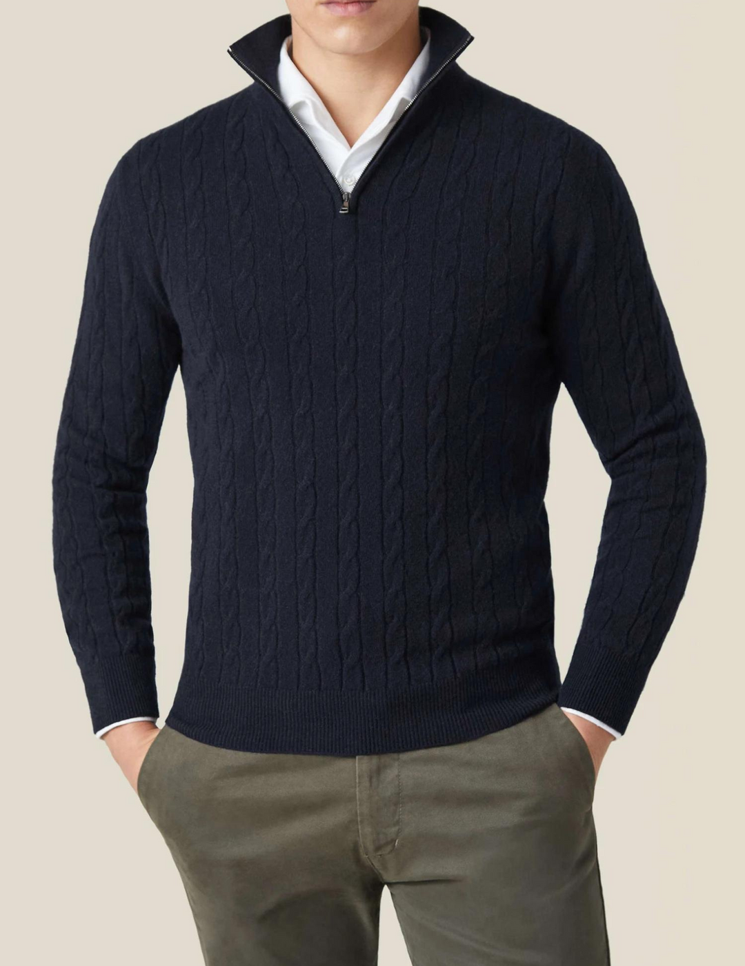 Zephyr - Pullover mit Zopfmuster und Reißverschluss