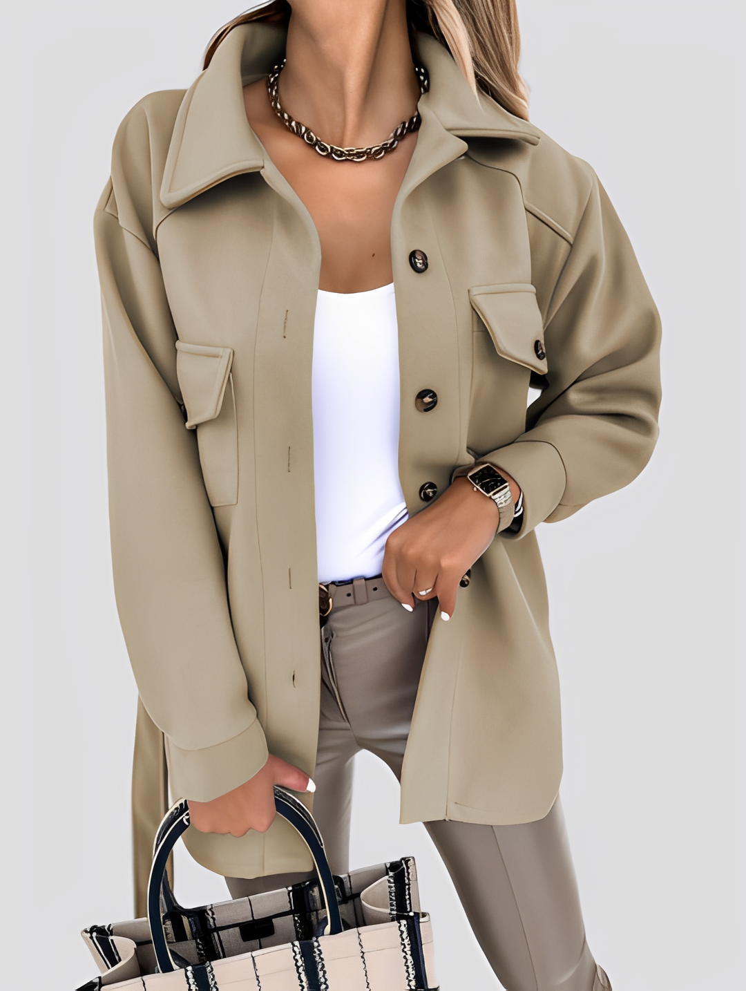 Tiffanie - Moderne, leichte Damenwolljacke mit Reverskragen