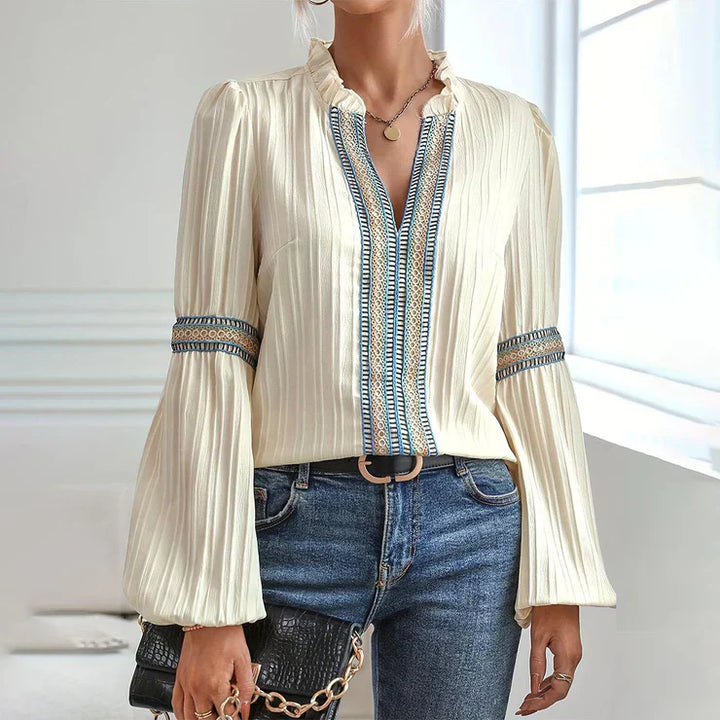 Taylor – Elegantes Langarmshirt mit Aprikosen-Print