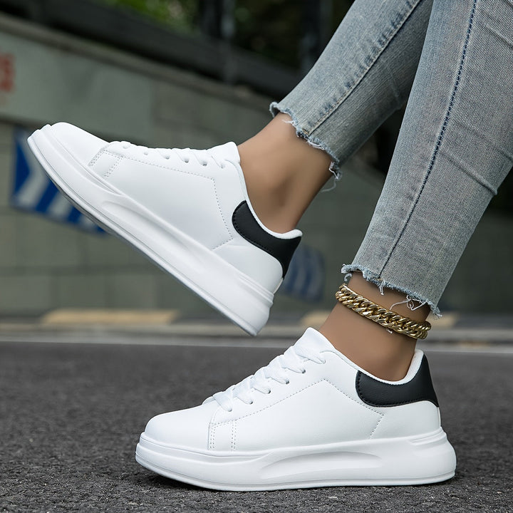 Techno - Damen Weißleder-Sneaker Einfacher Look