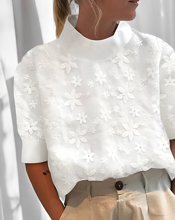 Julia - Stylische Bluse mit Stickerei und Stehkragen für Damen