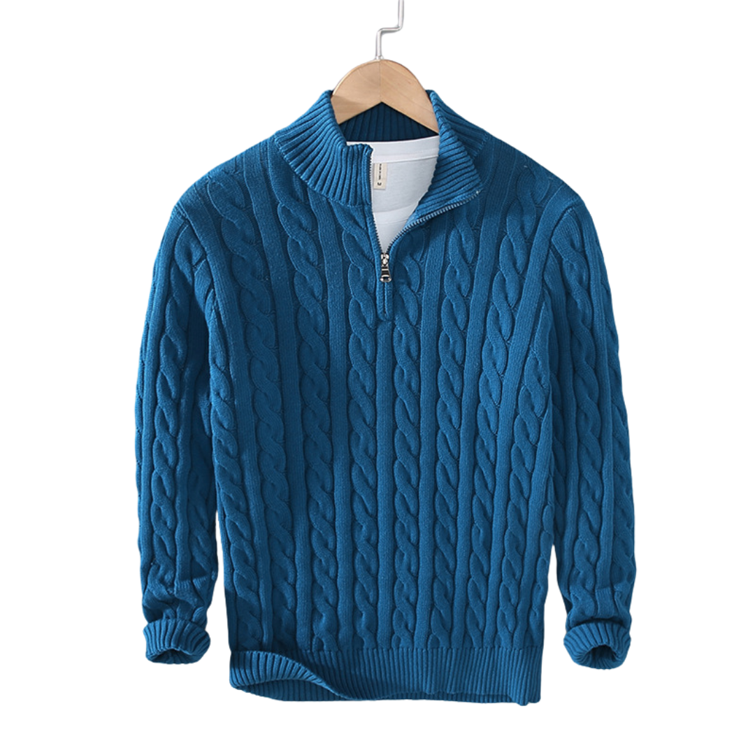 Corvus - Herrenpullover mit halbem Reißverschluss