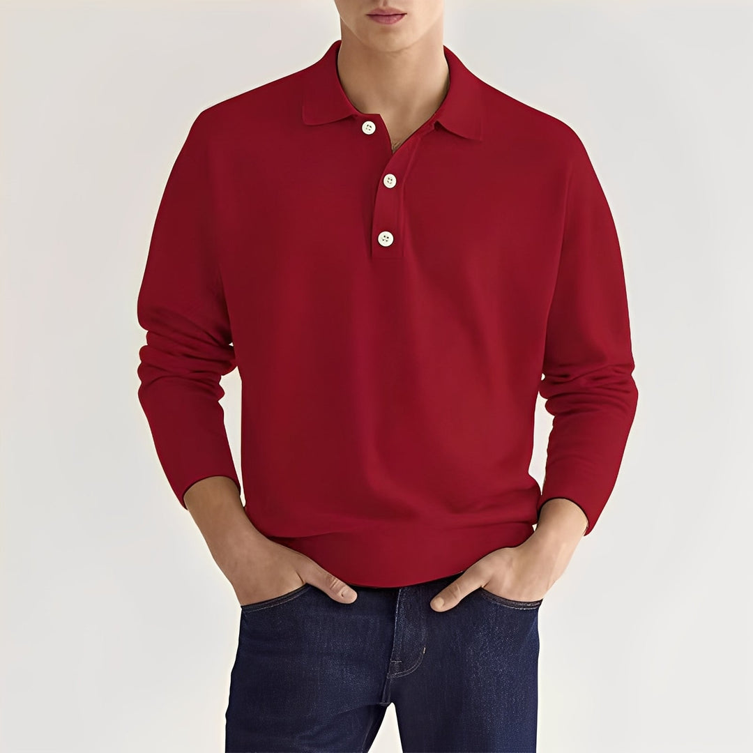 Dominic - Bequemes Langarm-Poloshirt für Herren