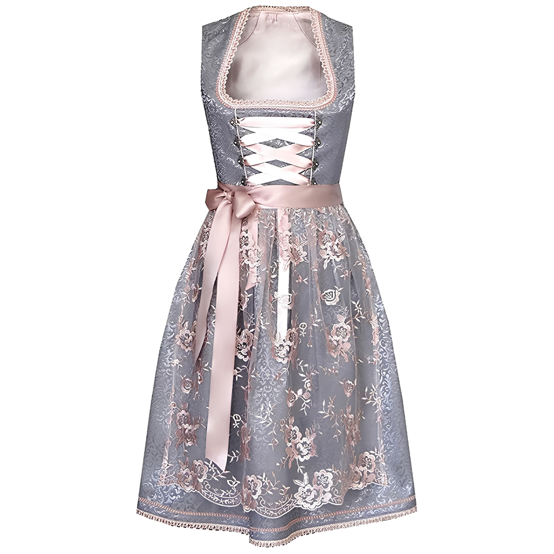 Zella - Oktoberfest-Kleid mit Schnürung und Muster für Frauen