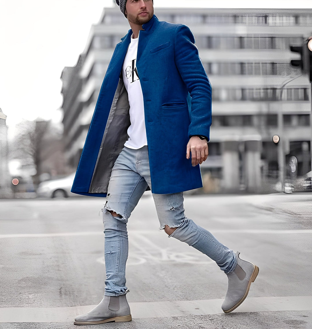 Cordell - Bequemer langer Herren-Wollmantel