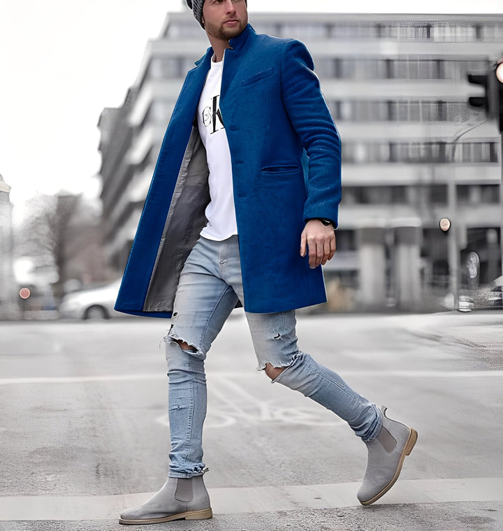Cordell - Bequemer langer Herren-Wollmantel