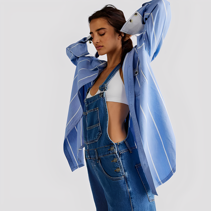 Mildred - Klassische, locker sitzende Damen-Jeans-Latzhose