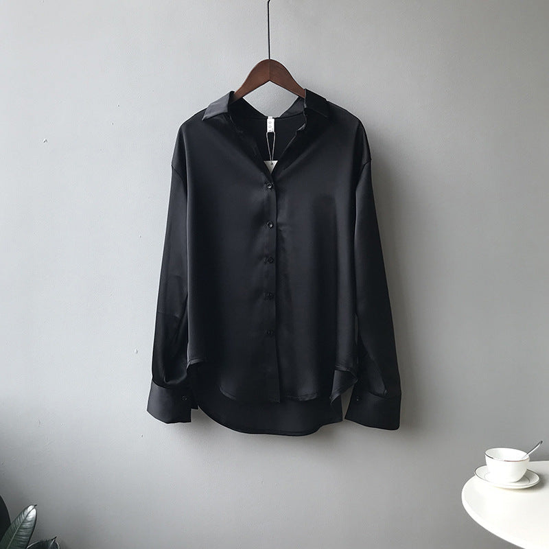 Briana - Schicke Satin-Seidenbluse mit Knöpfen für Damen