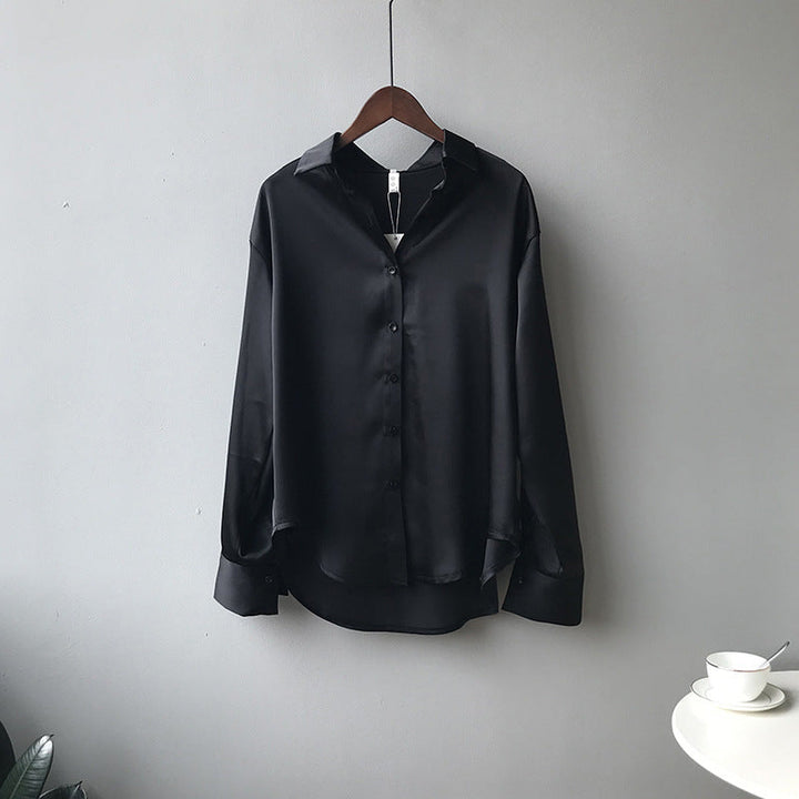 Briana - Schicke Satin-Seidenbluse mit Knöpfen für Damen