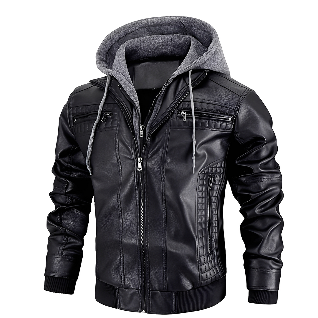 Everard - Klassische Herren-Motorradjacke mit Kapuze