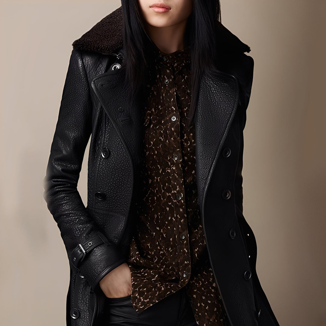 Rachael - Damenkunstledermantel im modernen Look