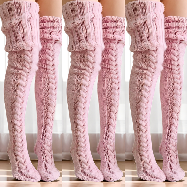 Hailee - Flauschige gestrickte Overknee-Socken für Damen