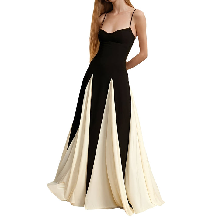 Charisse - Elegantes Kontrastkleid mit weitem Saum für Damen