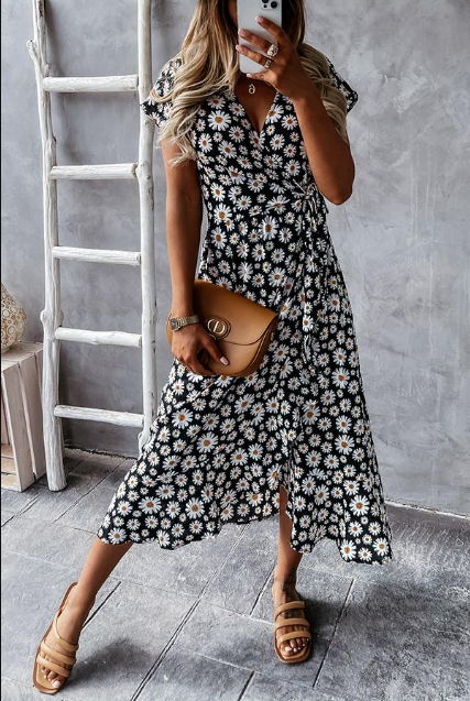 Claudine - Vintage-Blumenkleid mit Gänseblümchen