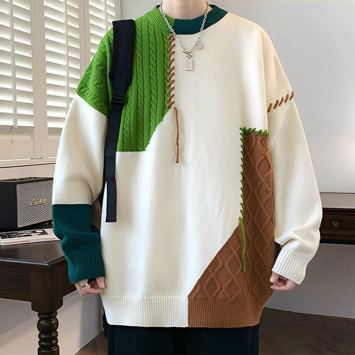 Curtis - Zeitgemäßer Herren-Fleecepullover mit Farbblock-Muster