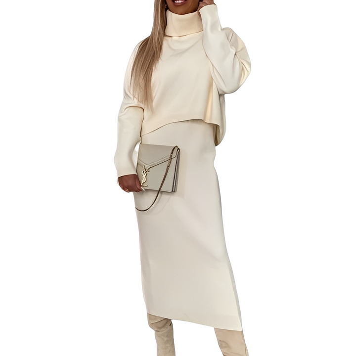 Natalee - Elegantes Set aus Rollkragenpullover und Rock für Damen