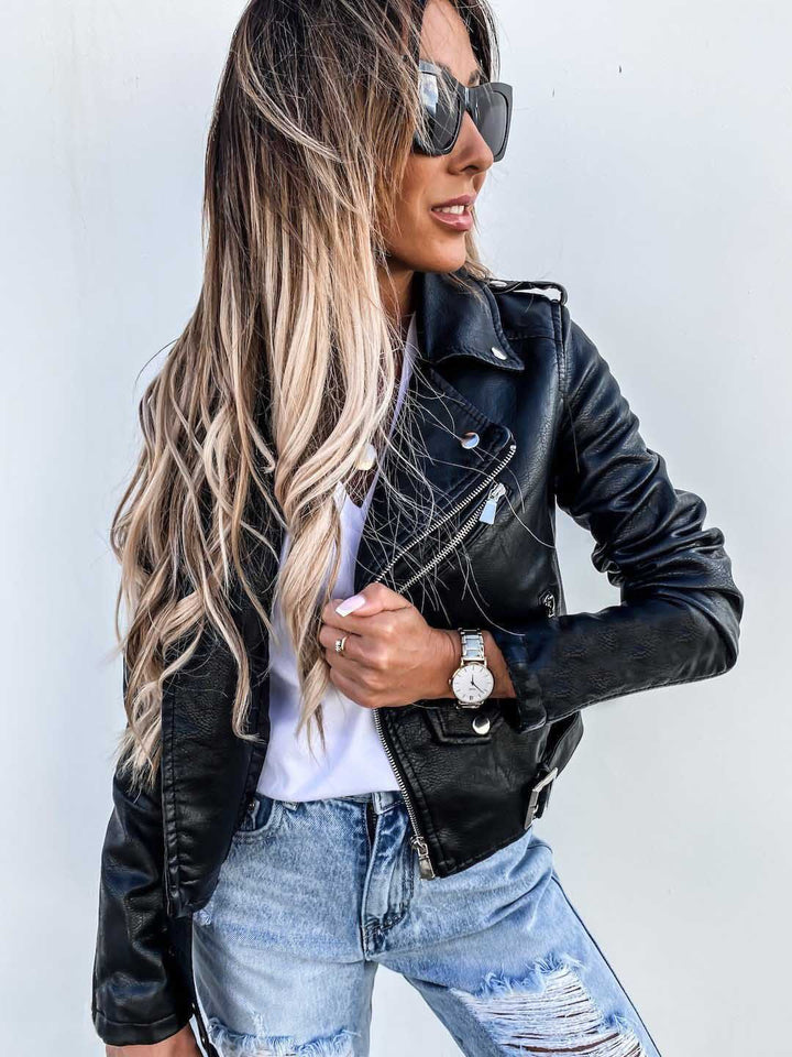 Alivia - Stylische Damen-Lederjacke mit Reißverschluss