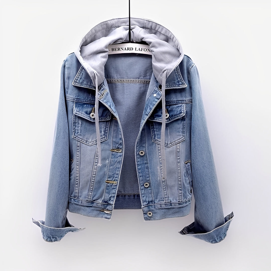 Malani - Modische Jeansjacke mit abnehmbarer Kapuze für Damen