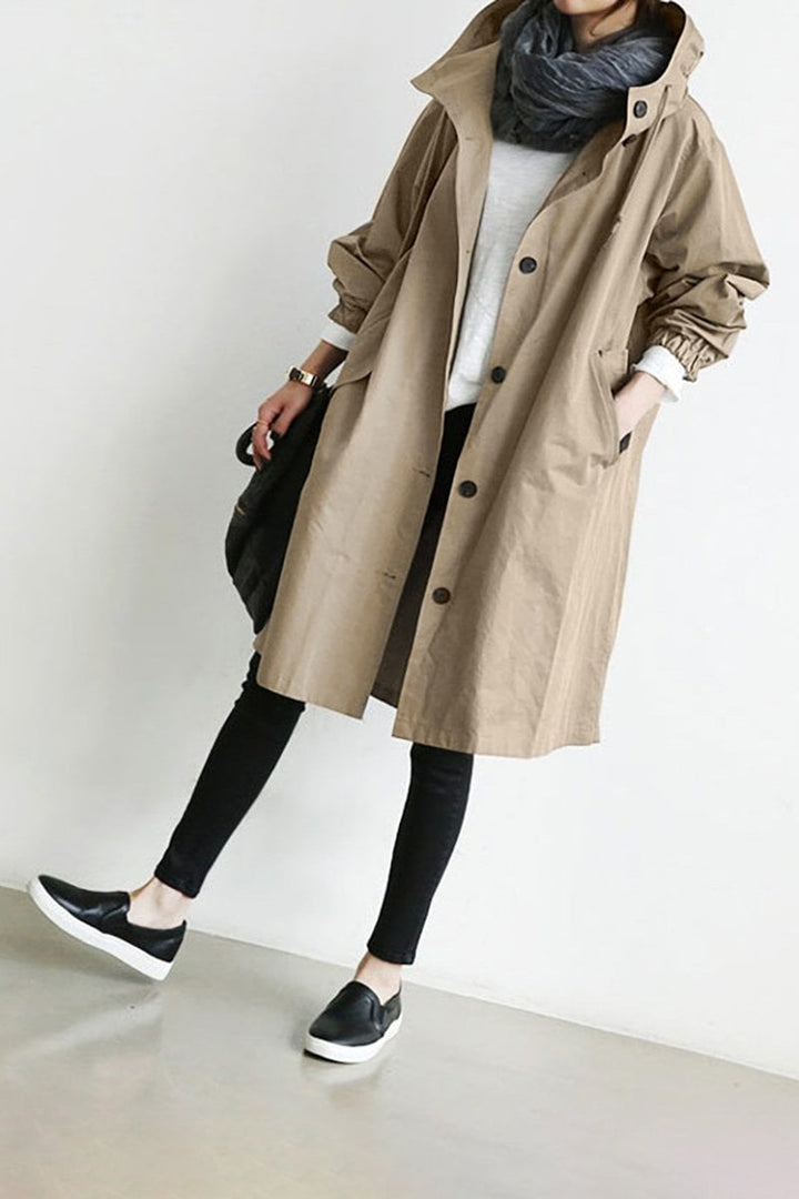 Rowana - Regenfester Damen-Trenchcoat mit Kapuze