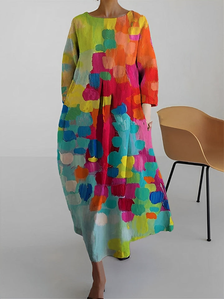 Claudia - Damenkleid mit leuchtenden Farben und halben Ärmeln
