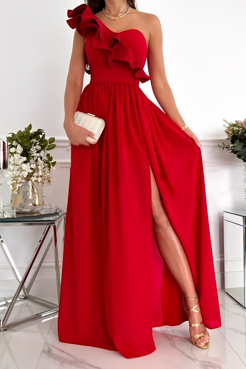 Tahlia - Trendiges schulterfreies Damenkleid mit Rüschen