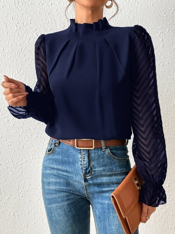 Cassandra - Schickes langärmeliges Chiffon-Top für Damen