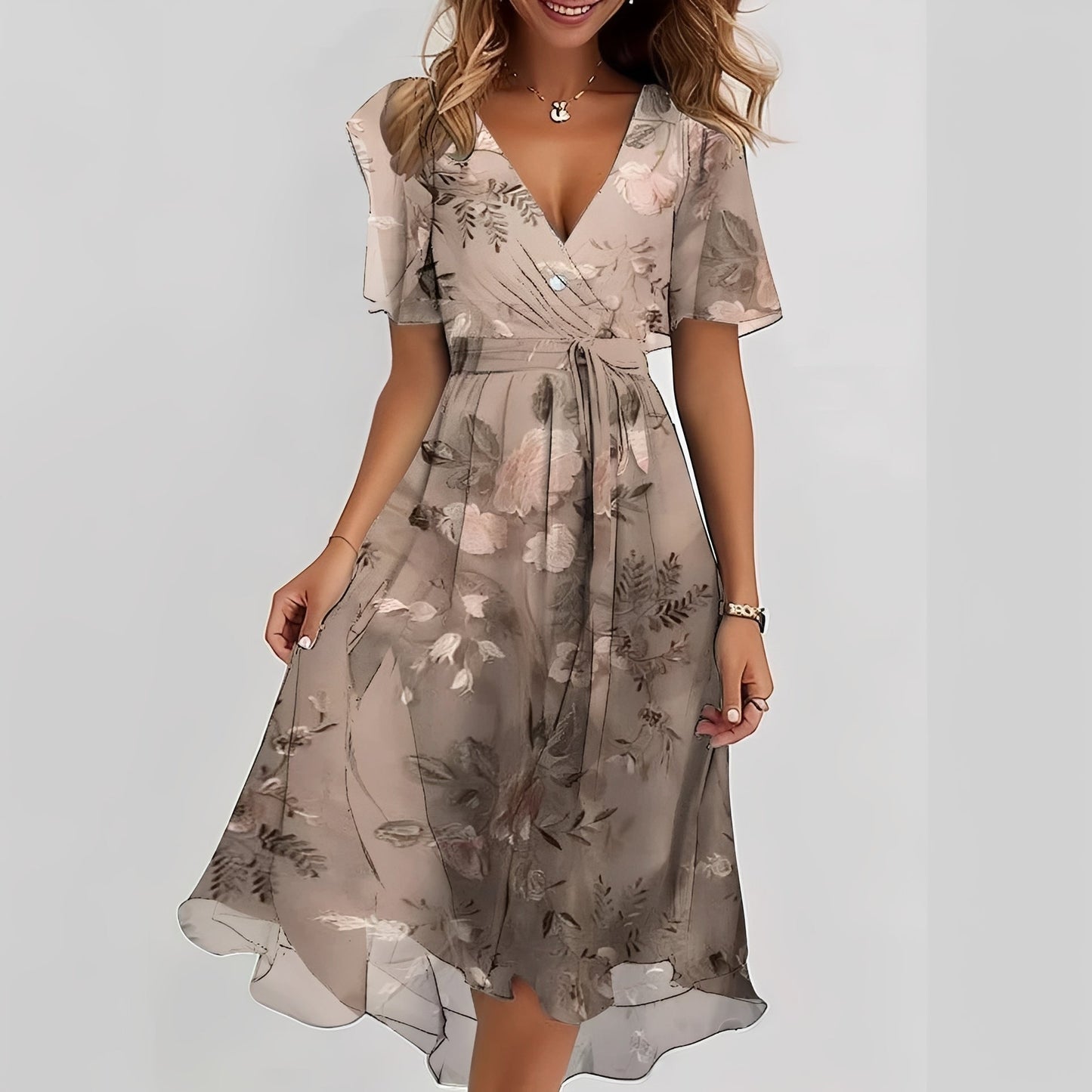 Gemma - Elegantes Midikleid mit kurzen Ärmeln für Damen