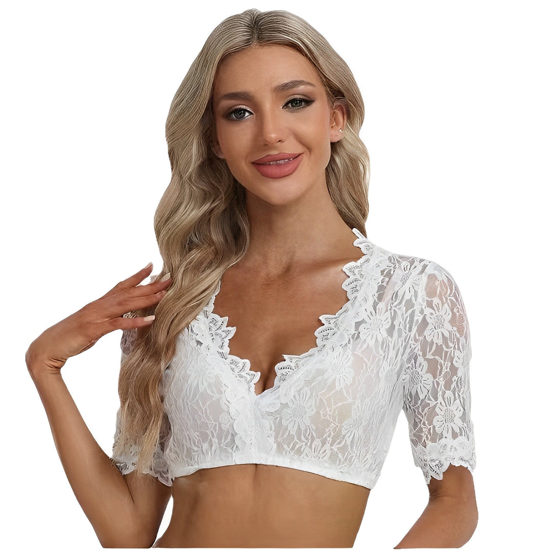 Bonnie - Modische Oktoberfest-Dirndlbluse aus Netzstoff für Damen