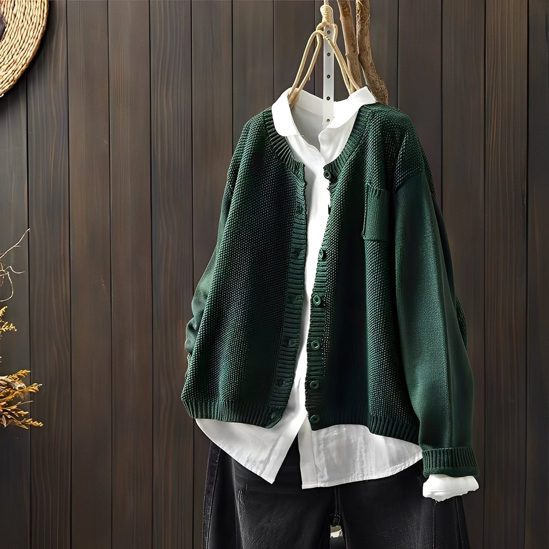 Shanon - Klassische, locker geschnittene Damen-Strickjacke