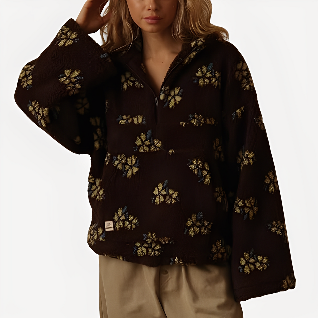 Elizabeth - Damen-Sherpa-Pullover mit elegantem Blumenmuster