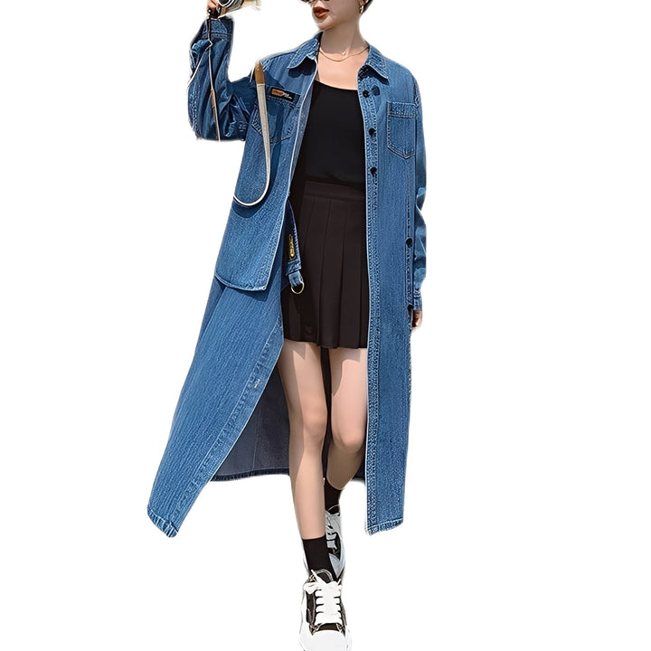 Christabel - Langes Retro-Jeanskleid mit Taschen für Damen