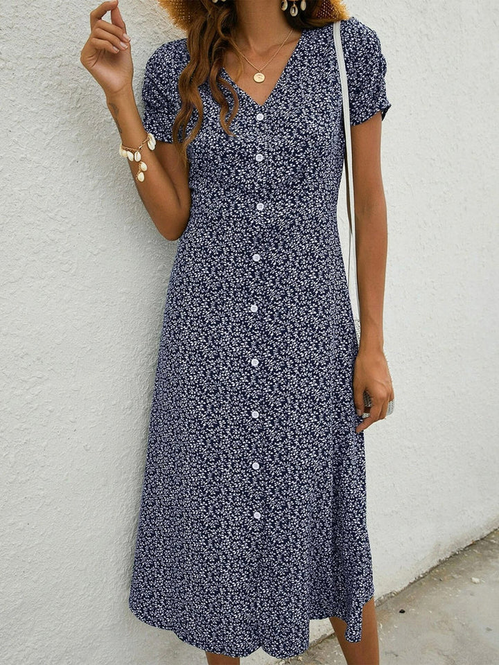 Stacey – Elegantes Marineblaues Kleid mit V-Ausschnitt