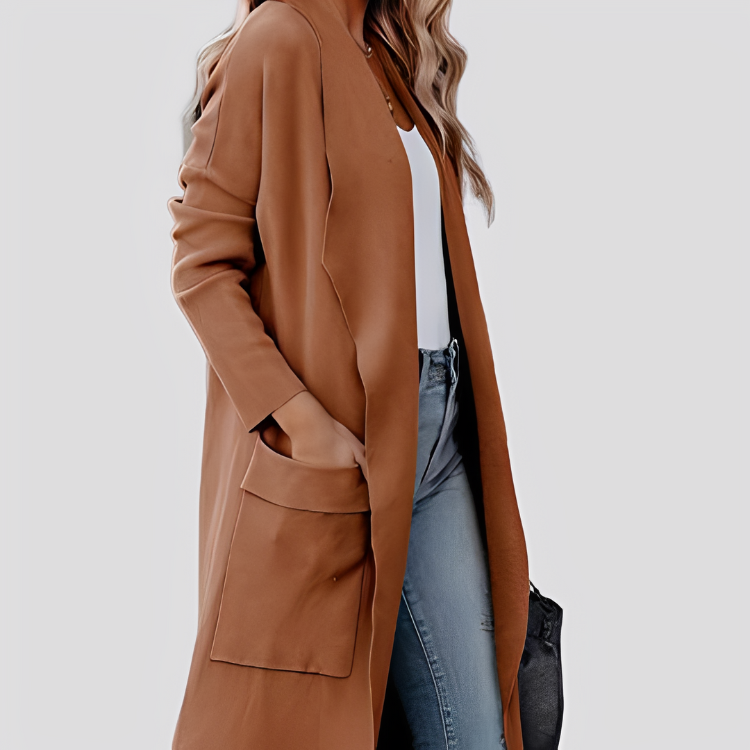 Chantal - Bequeme lange Tweed-Strickjacke für Damen