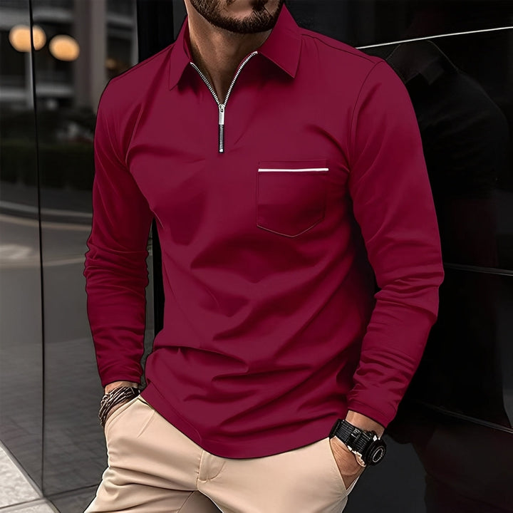 Bernard - Gemütliches Langarm-Poloshirt mit Tasche für Herren
