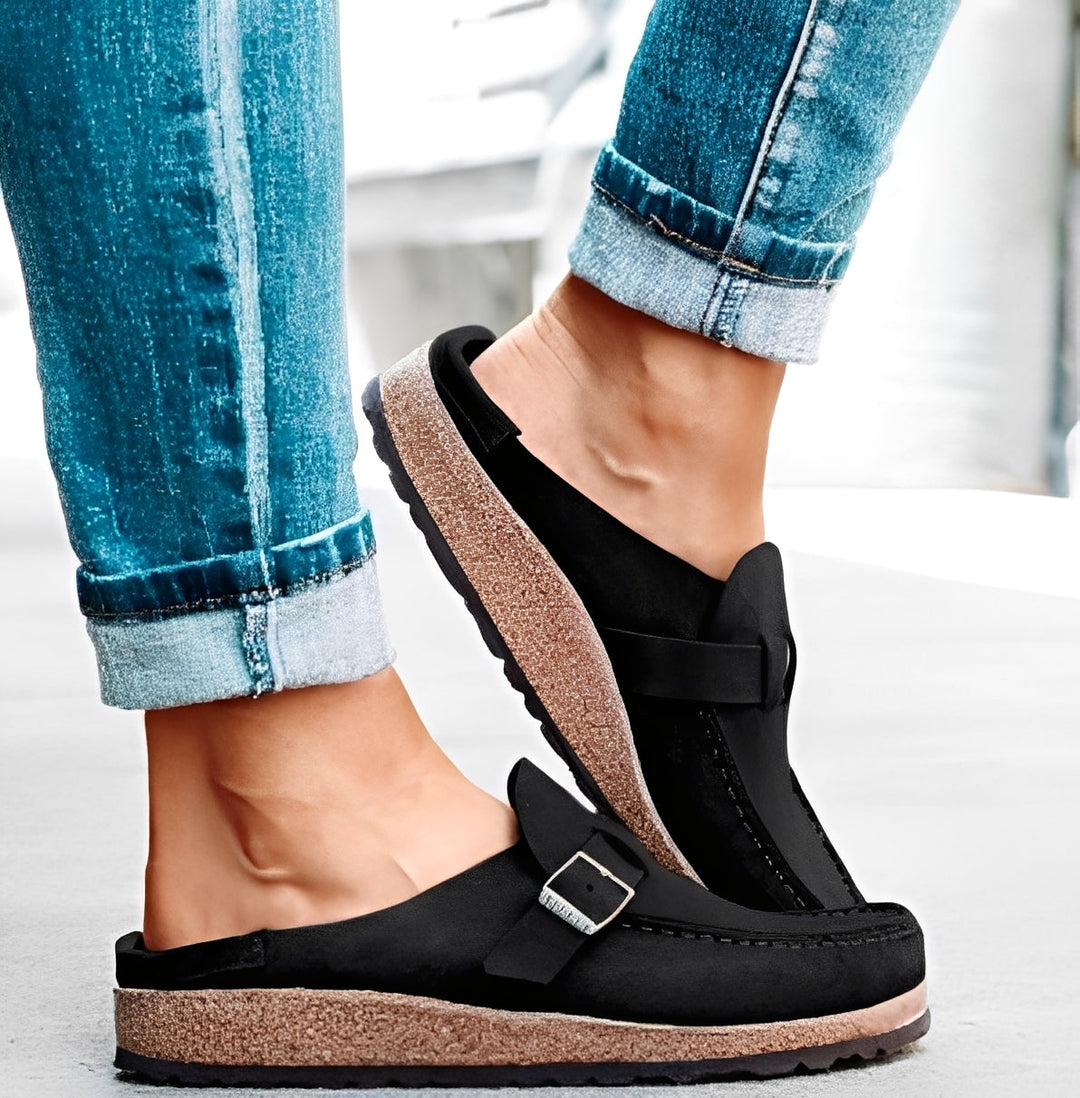 Briana - Frauen Slip-On Sandalen mit Schnalle und Bequemlichkeit