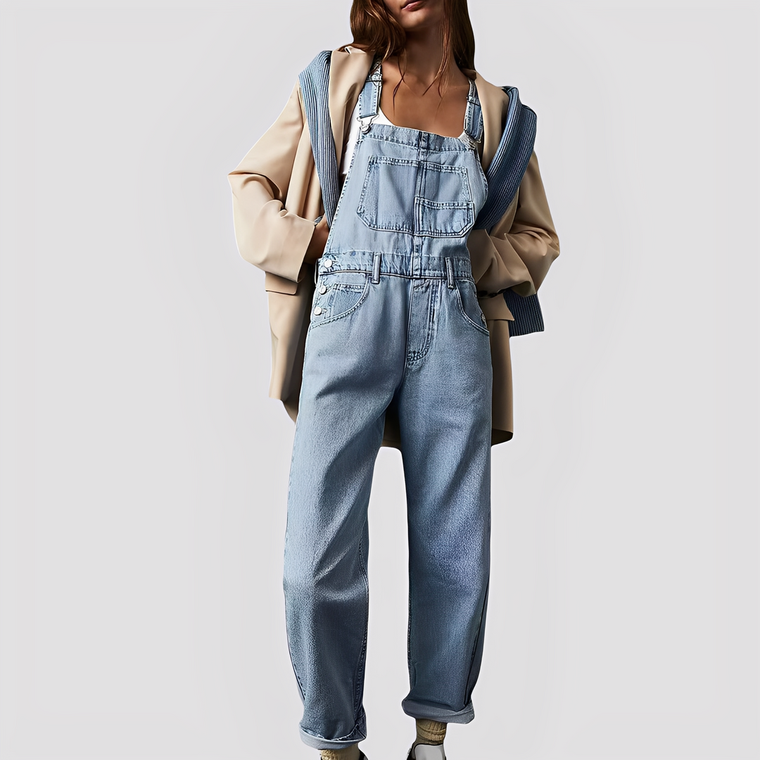 Mildred - Klassische, locker sitzende Damen-Jeans-Latzhose